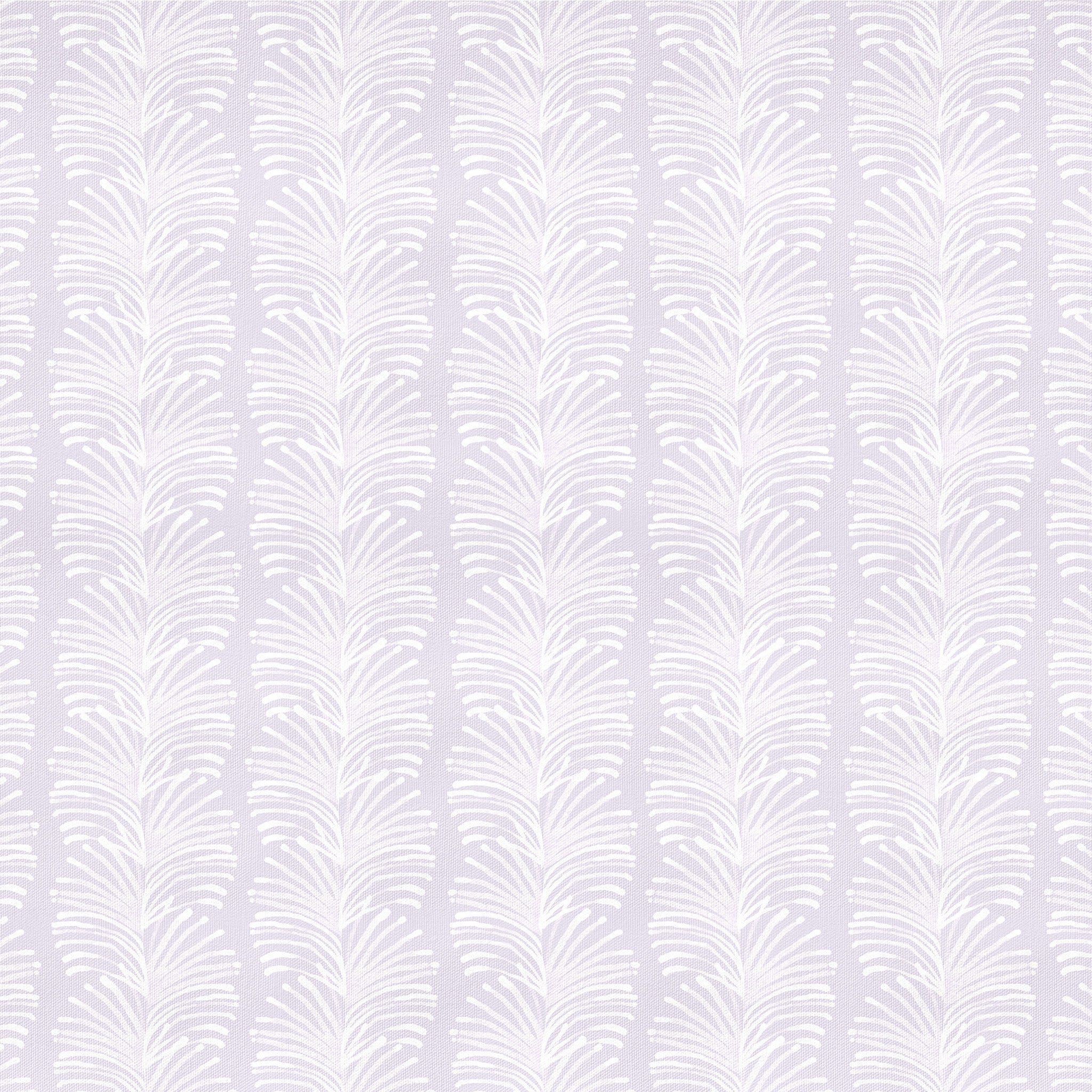 Emma Lavender fabric with delicate white feather pattern, made-to-order in the USA with short lead times and quality craftsmanship