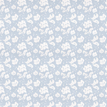 Georgia Cornflower fabric with white floral design on soft blue background, made-to-order in the USA with quick turnaround and quality craftsmanship