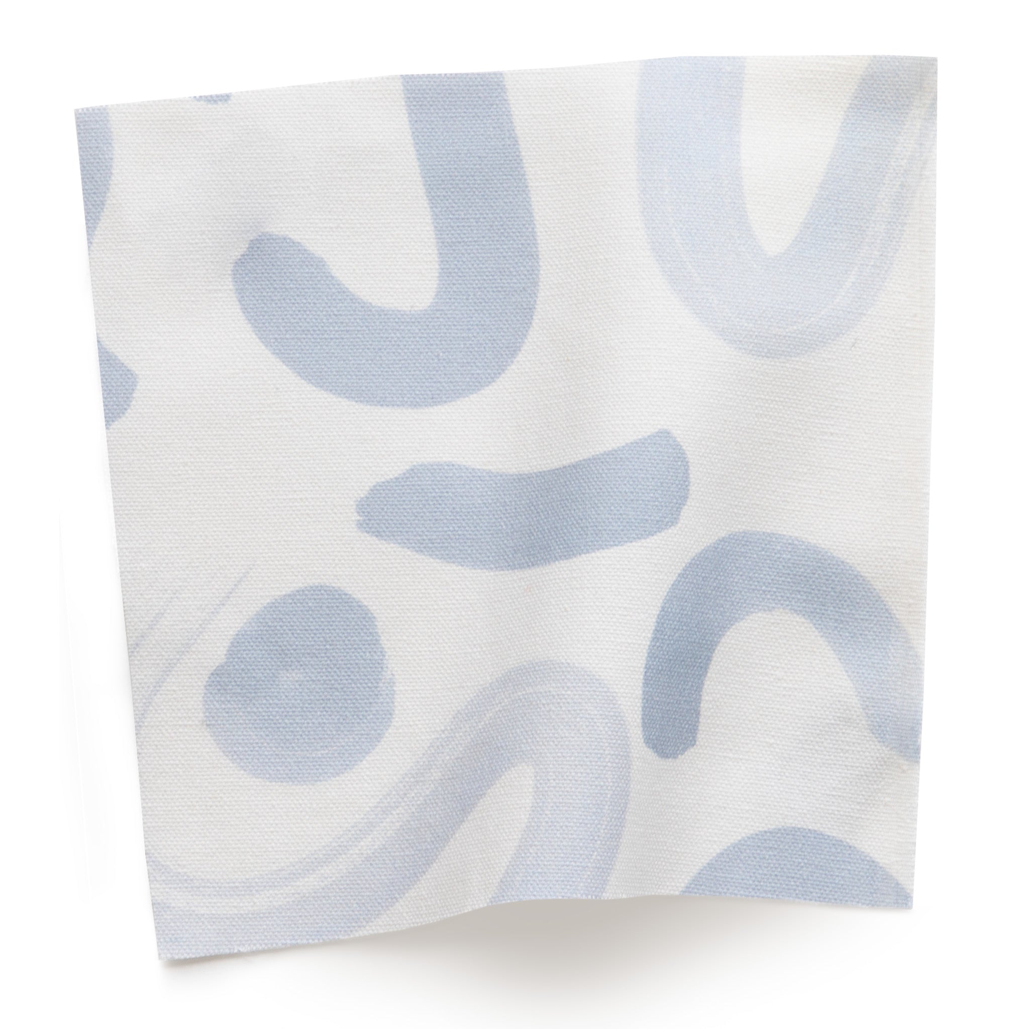 Hockney Sky cotton fabric with soft blue abstract brushstrokes, made-to-order in the USA with short lead times and quality craftsmanship