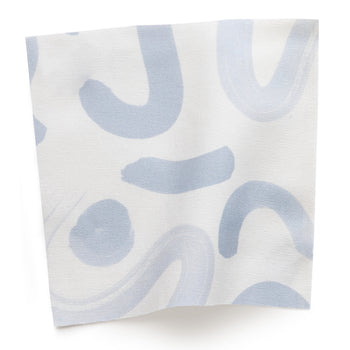 Hockney Sky cotton fabric with soft blue abstract brushstrokes, made-to-order in the USA with short lead times and quality craftsmanship