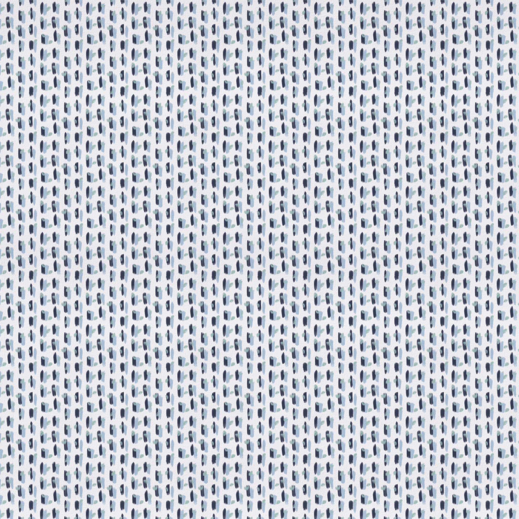 Poppy fabric with delicate blue dotted pattern on white cotton, made-to-order in the USA with quick lead times and quality material
