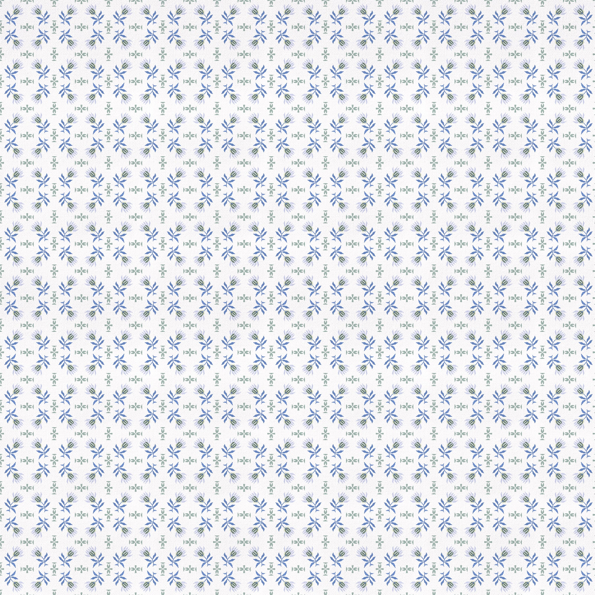 Lee made-to-order cotton fabric with delicate cornflower blue floral pattern, fast USA manufacturing and quality craftsmanship