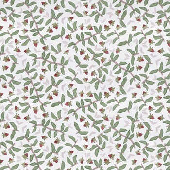 Nellie Burgundy made-to-order fabric with delicate burgundy floral and green leaf pattern, crafted in the USA with quick lead times