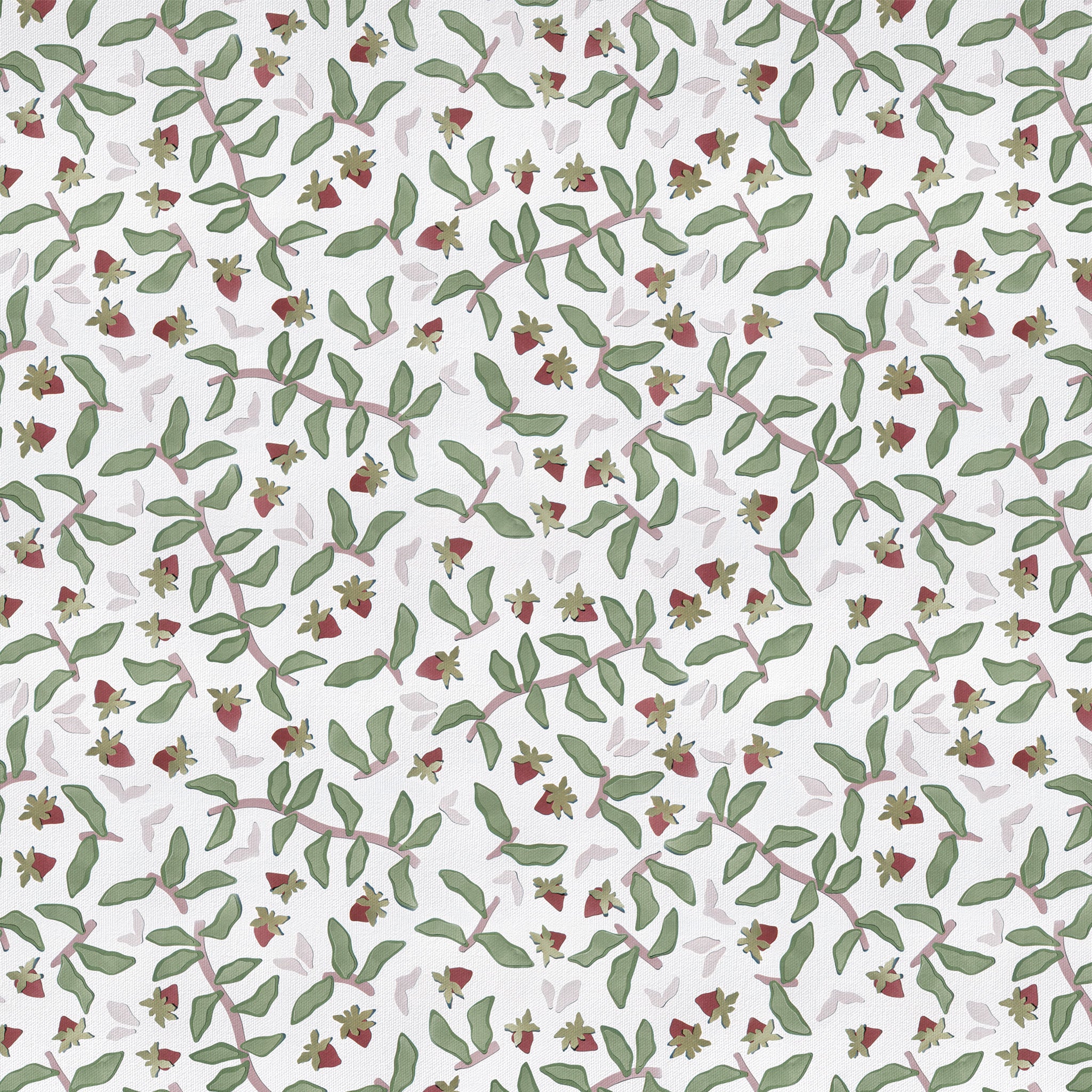 Nellie Burgundy made-to-order fabric with delicate burgundy floral and green leaf pattern, crafted in the USA with quick lead times