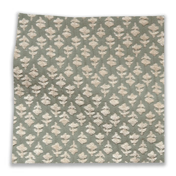 Quinn Sage fabric swatch with raised cream floral pattern on muted green, ideal for fast, custom upholstery projects
