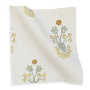 Lucie Chamomile printed cotton fabric with floral motif, made-to-order, short lead times, quality crafted in the USA