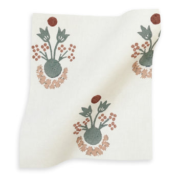 Lucie Harbor printed cotton fabric with soft botanical motifs on light background, made-to-order, short lead times, USA quality