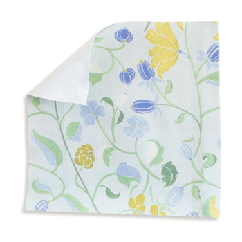 Lulie Eggshell fabric featuring a verdant hand-painted floral pattern for custom Pepper Home sheer curtains.