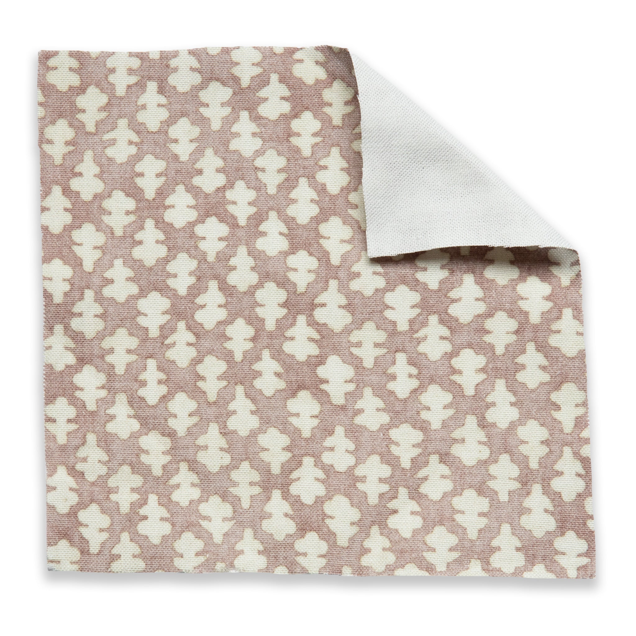 Quinn Mushroom fabric swatch featuring a soft mushroom tone with a subtle, textured patterned cotton weave.