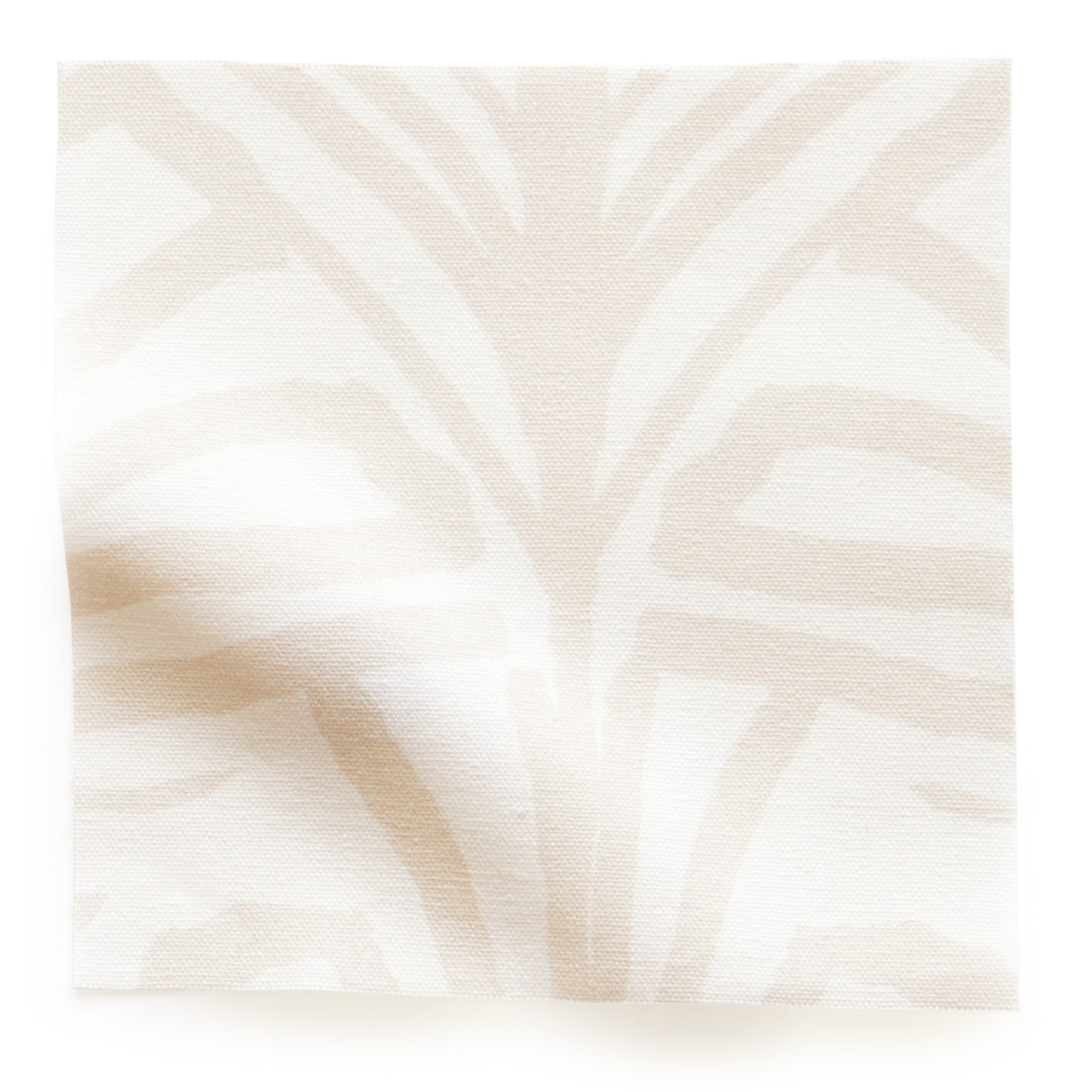 Suzy Sand fabric swatch with soft beige palm pattern on cotton, made-to-order with short lead times, manufactured in the USA