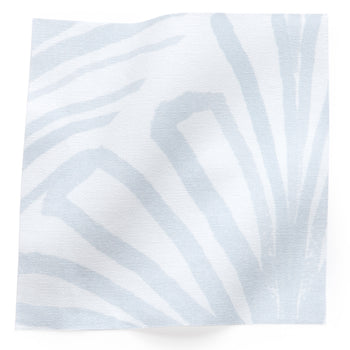 Suzy Sky Curtain (sold per panel) fabric swatch in soft blue printed cotton, made-to-order with quick delivery, USA crafted