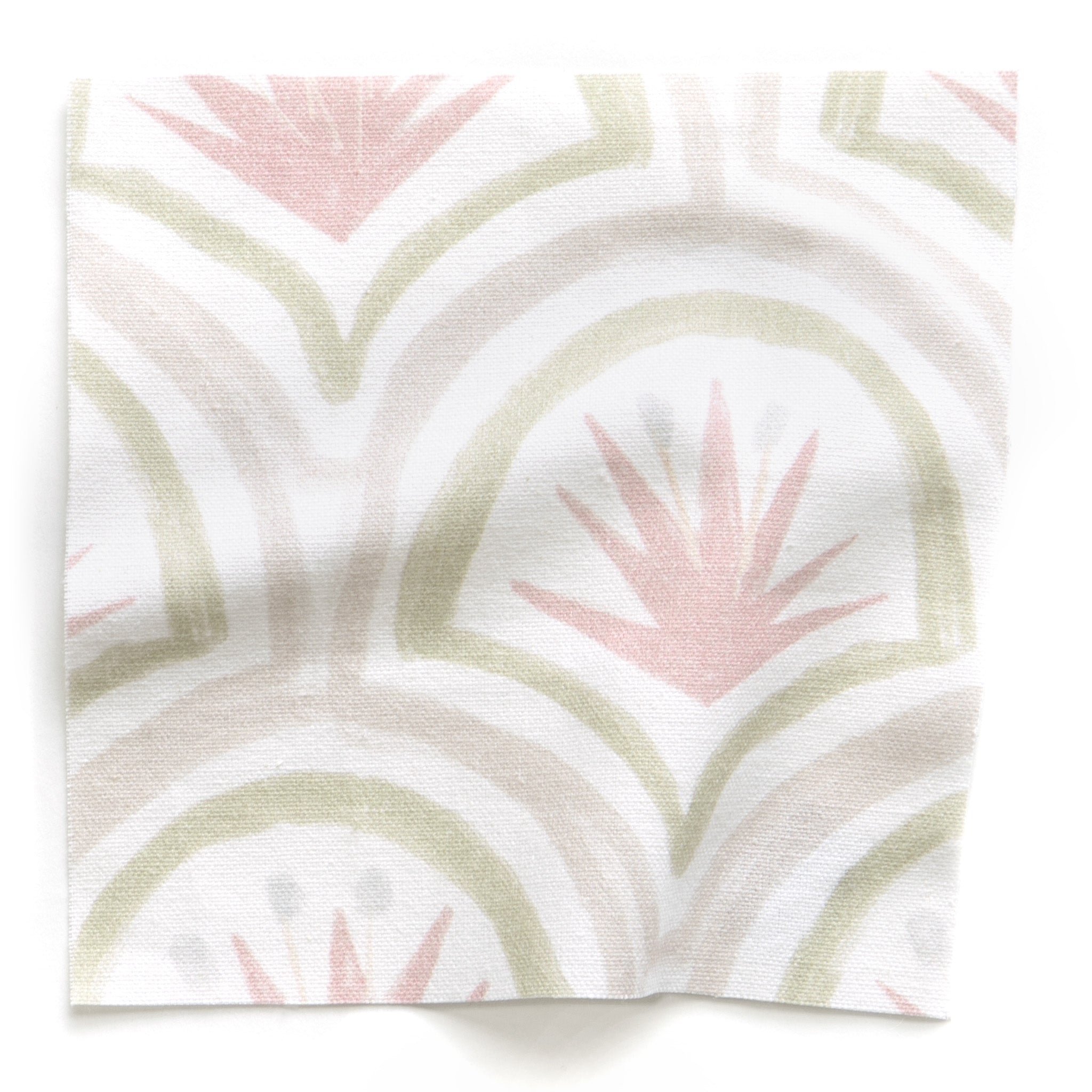 Thatcher Rose Curtain (sold per panel) fabric swatch in soft pink and green print, made-to-order, quick delivery, crafted in the USA