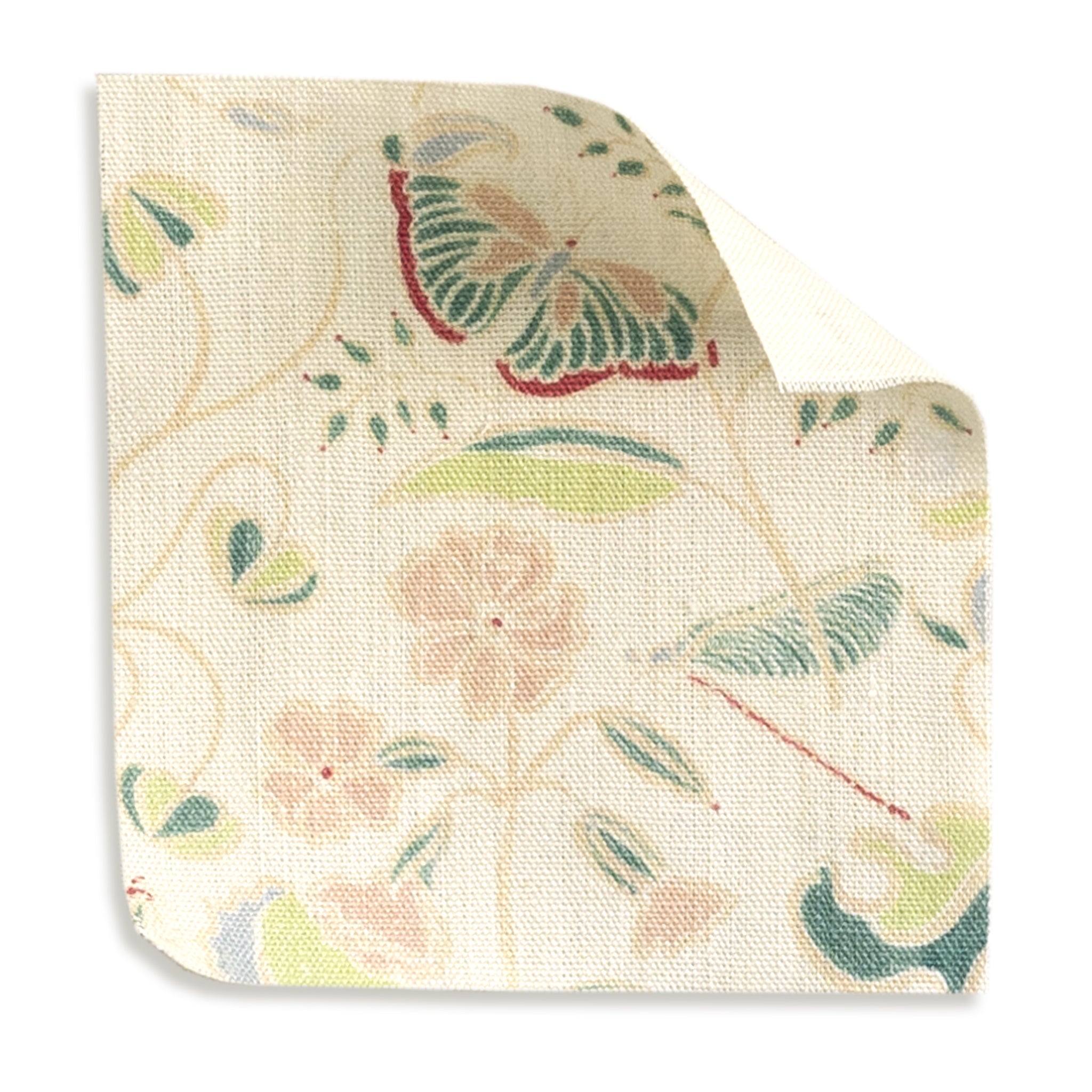 Gemma Pear fabric swatch with delicate floral pattern in soft neutral tones by Pepper Home.