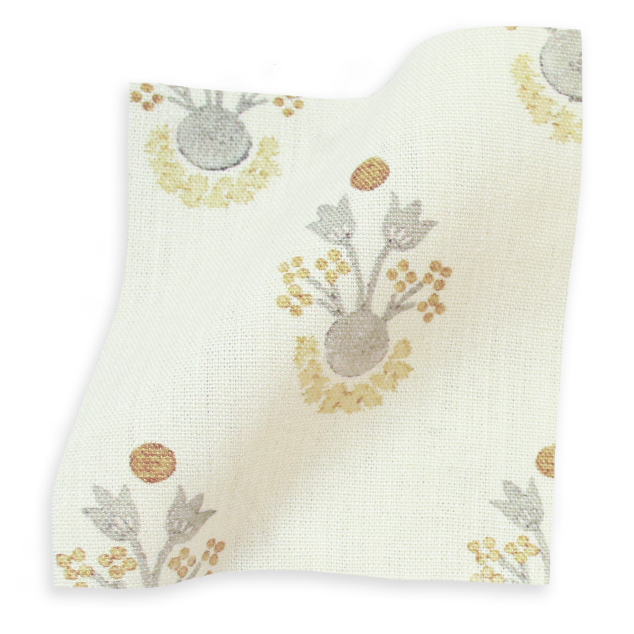 Lucie Chamomile fabric in soft printed linen with delicate floral design, made-to-order, short lead times, manufactured in the USA quality