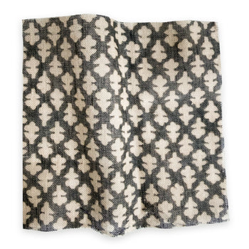 Quinn Charcoal custom made-to-order fabric with a textured geometric print in charcoal and cream tones