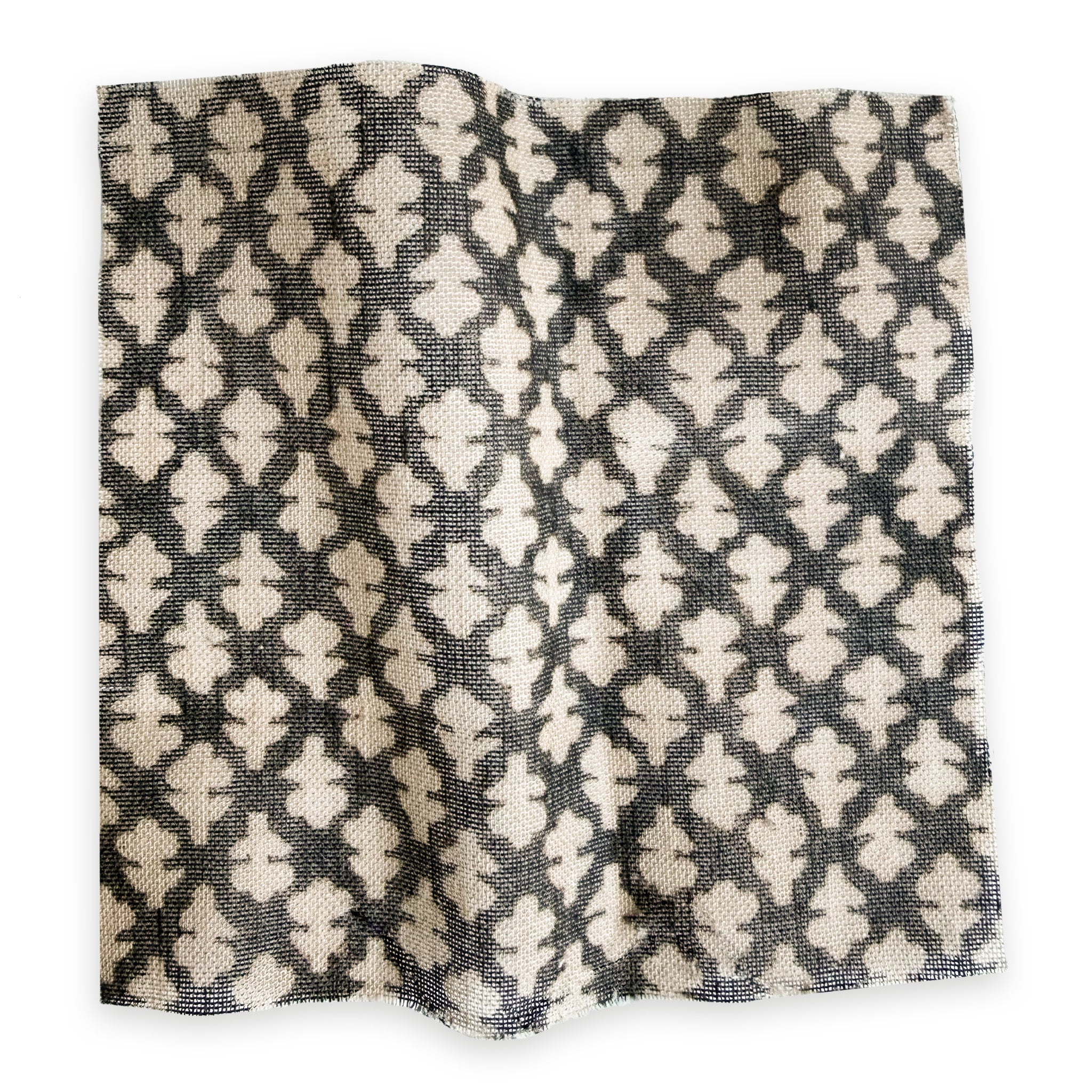 Quinn Charcoal custom made-to-order fabric with a textured geometric print in charcoal and cream tones