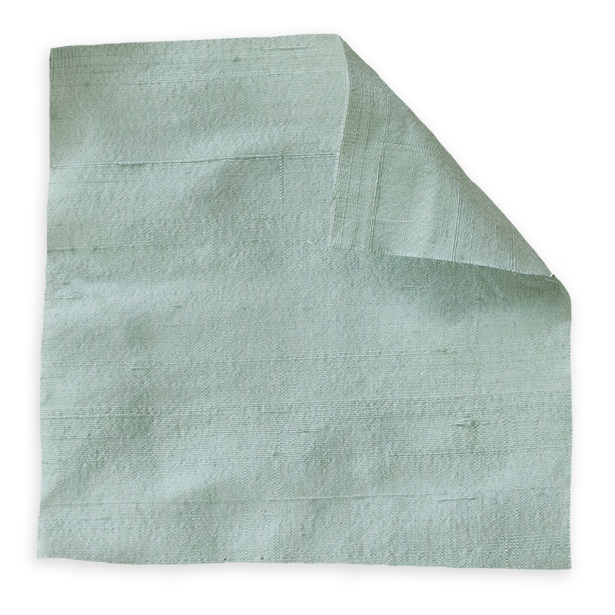 Hemlock fabric swatch in soft green solid silk with subtle texture, made-to-order, short lead times, manufactured in the USA