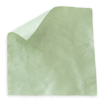 Matcha solid silk fabric swatch in soft green with subtle sheen, made-to-order, short lead times, manufactured in the USA