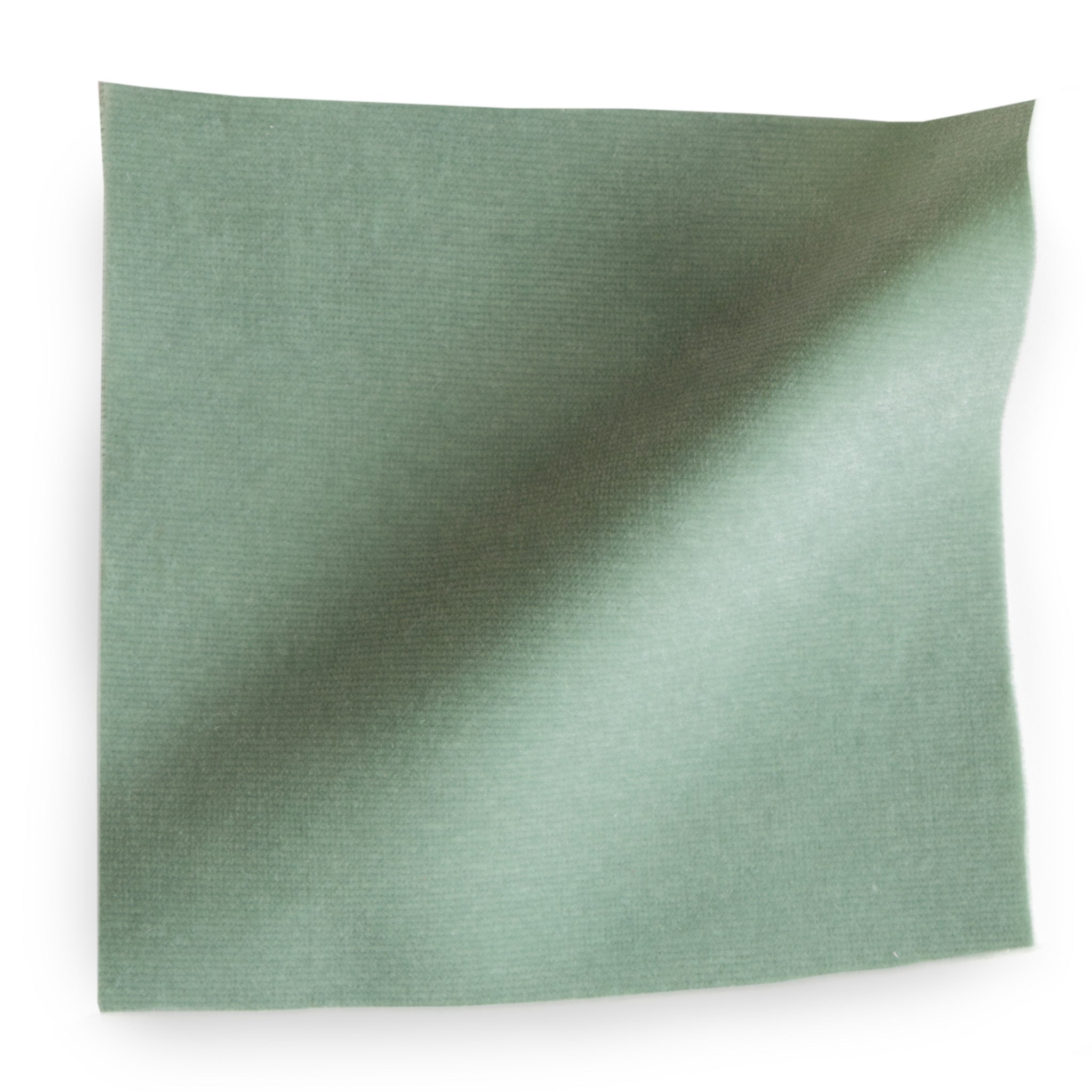 Sea Salt Velvet fabric sample in soft green with plush texture, made-to-order in the USA with fast turnaround and quality craftsmanship