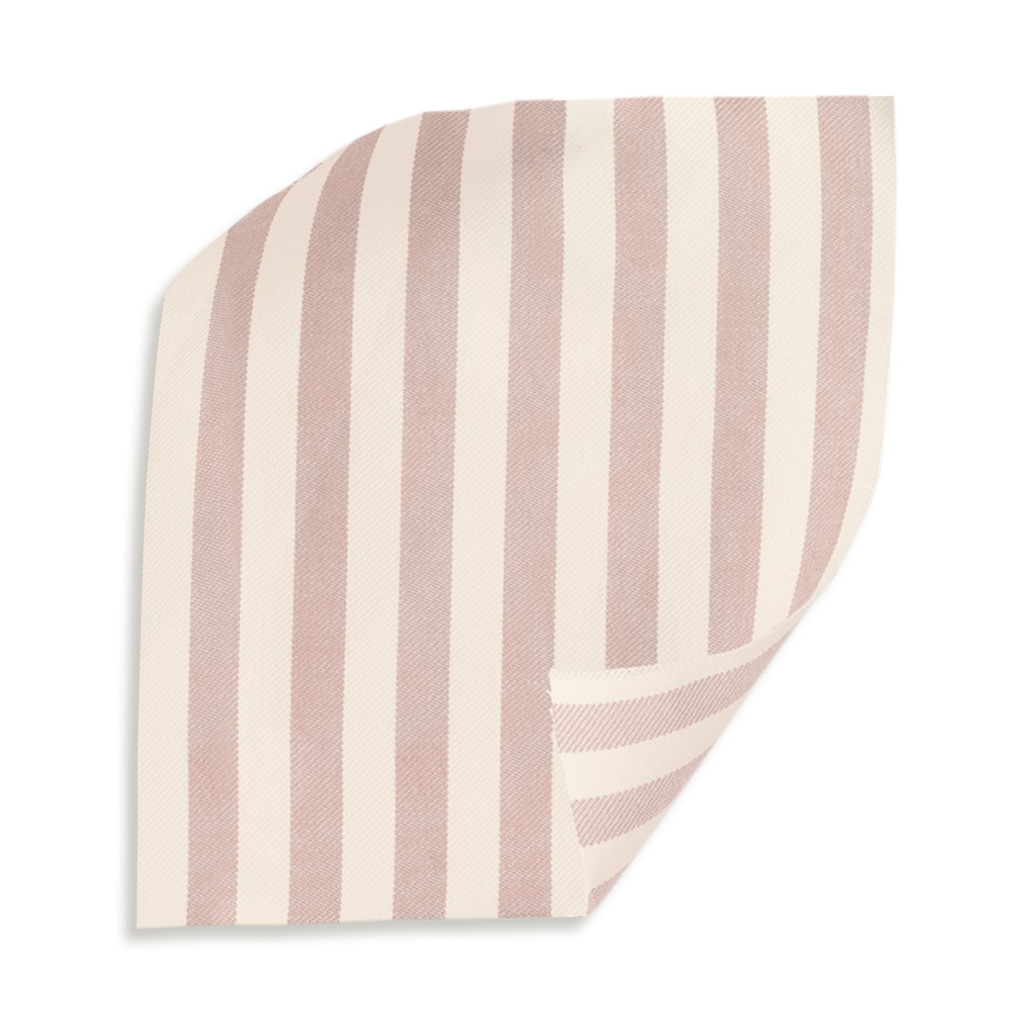 Louisa Petal fabric with soft pink and cream vertical stripes, woven texture, made-to-order quality material.