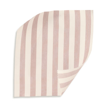 Louisa Petal fabric with soft pink and cream vertical stripes, woven texture, made-to-order quality material.
