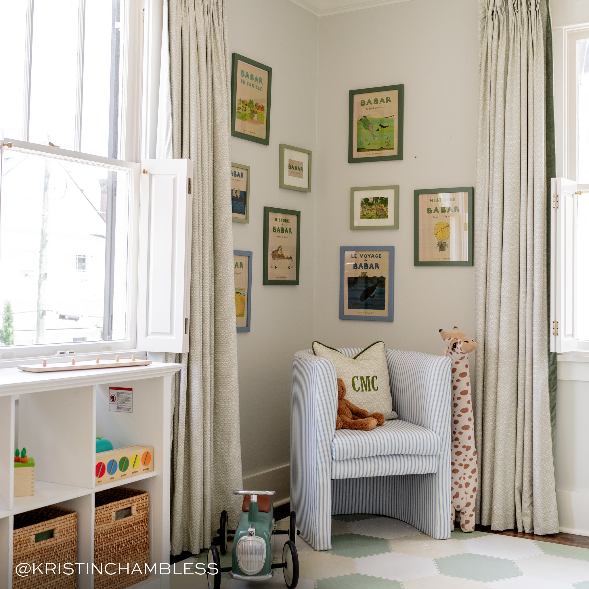 Loomi Moss custom curtains in soft neutral tones with quality fabric, made-to-order in the USA with short lead times