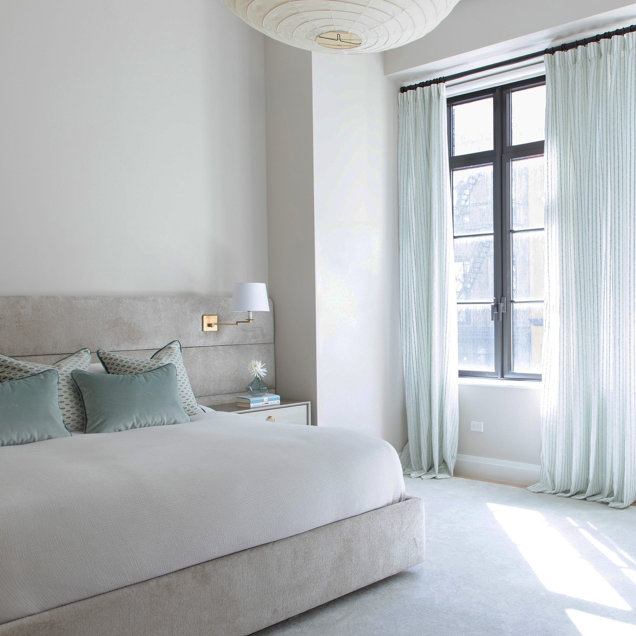 FEATURED: Madeline Curtains / Willow Mint & Sea Salt Pillows