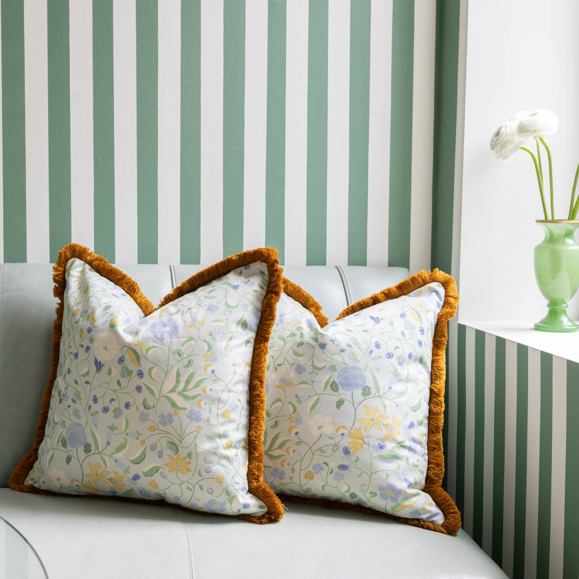 Lulie Eggshell decorative pillow with custom floral design by Pepper Home, perfect for brightening up any living space.