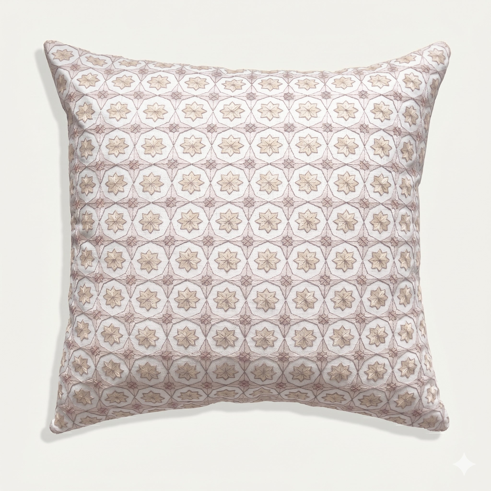 Hayes Almond decorative pillow with subtle geometric pattern, made-to-order, short lead times, crafted in the USA