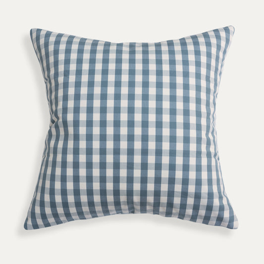 Millie Harbor pillow with crisp blue gingham pattern, bringing a structured and modern touch to your custom home decor.