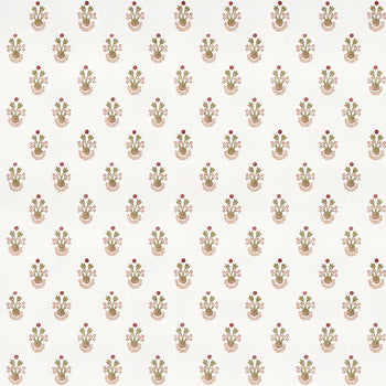 Lucie Clay printed cotton fabric with delicate floral motifs in warm tones, made-to-order with short lead times, crafted in the USA