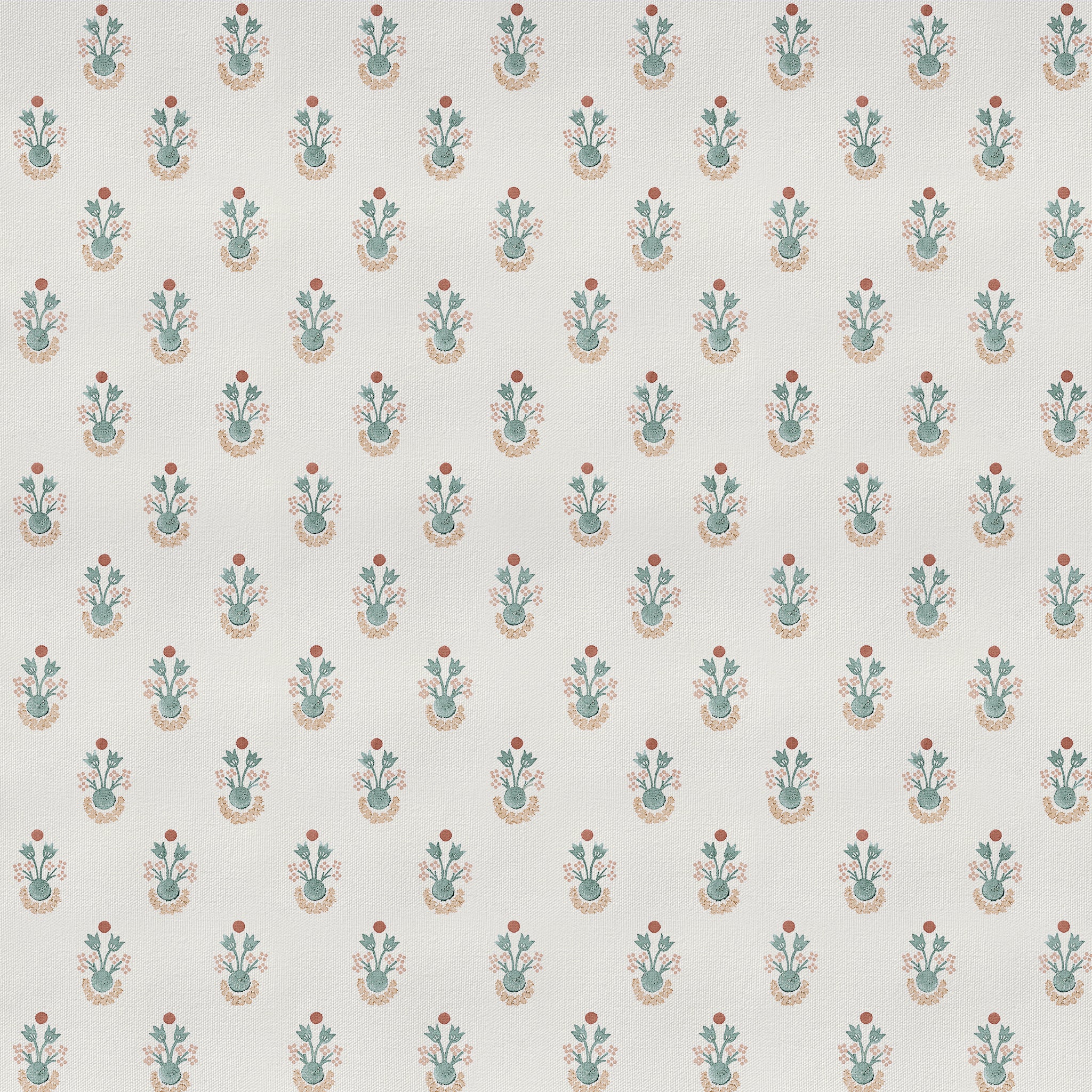 Lucie Harbor fabric with small floral clusters on soft cream background, made-to-order, short lead times, manufactured in the USA quality