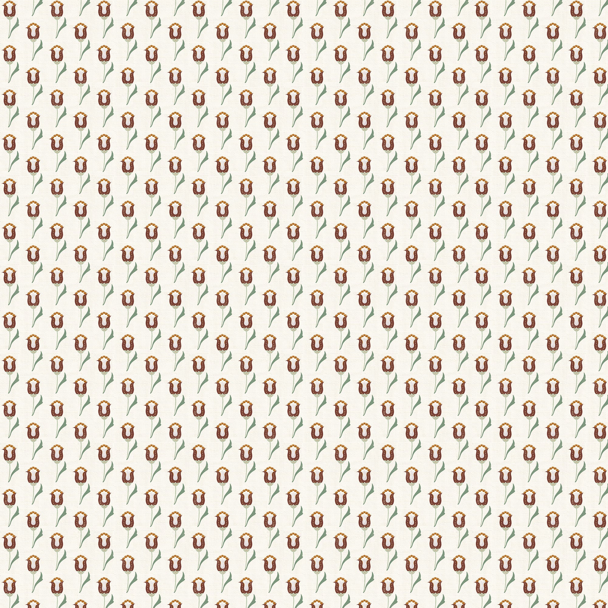 Annabelle Maroon fabric pattern with small abstract florals in maroon and forest green on a neutral background.