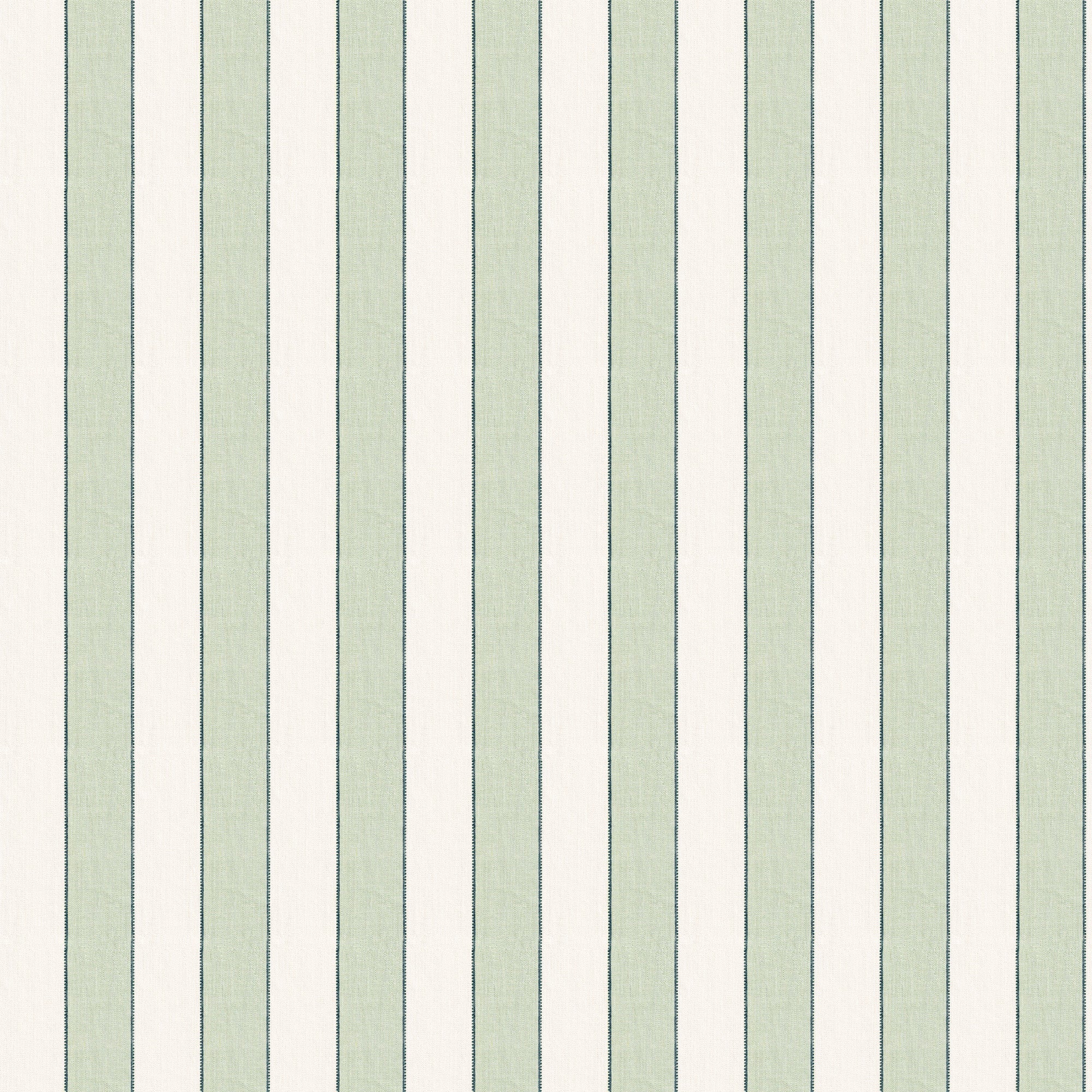 Florence Eucalyptus custom fabric with soft green bold stripes and scalloped detail, perfect for Pepper Home curtains.