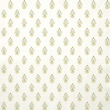 Lucie Chamomile printed fabric with delicate yellow chamomile bouquets on soft cream background, made-to-order, USA quality craftsmanship