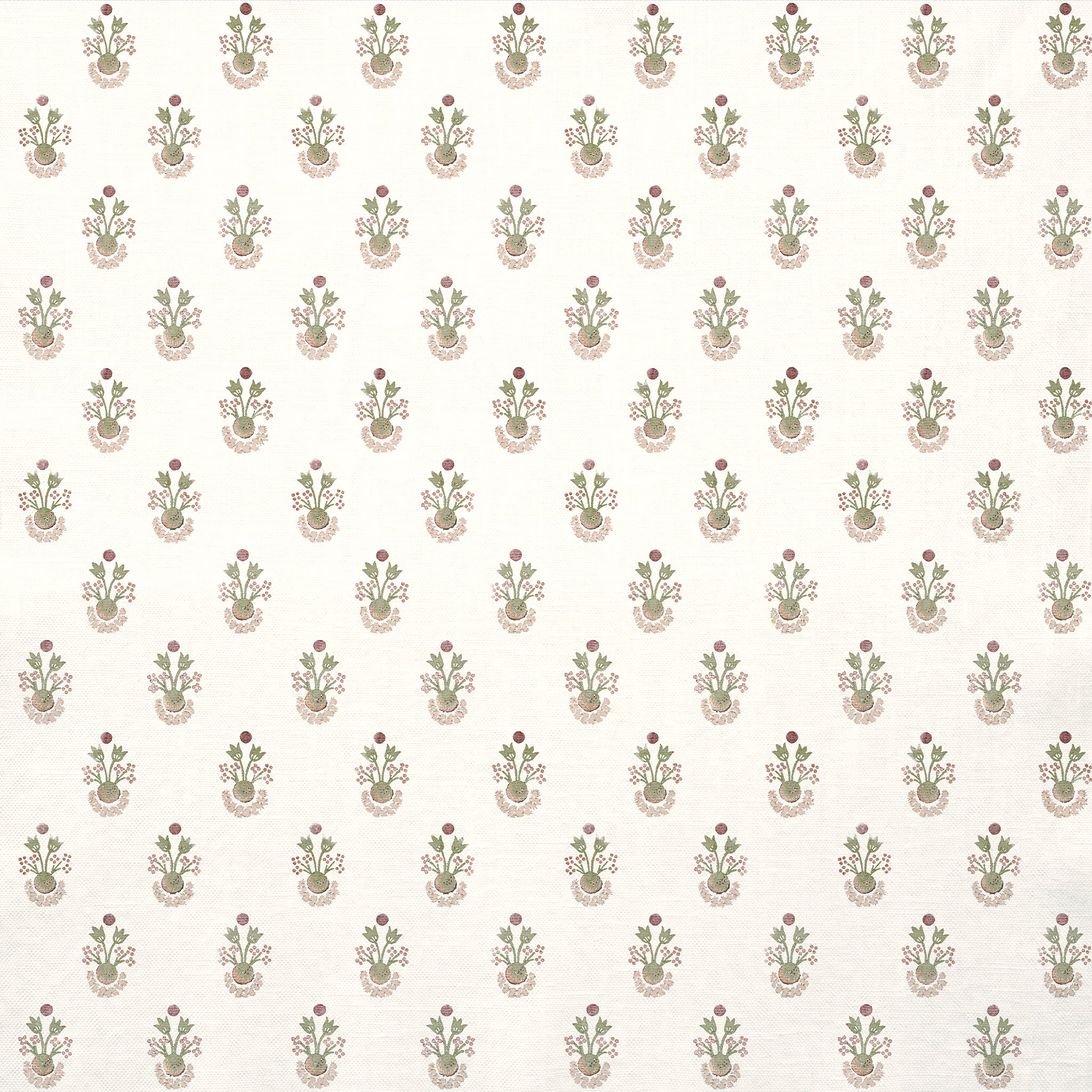 Lucie Clay fabric with small floral print on soft cream background, made-to-order, short lead times, manufactured in the USA quality