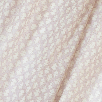 Quinn Wisteria custom sheer fabric in soft lavender gray with a delicate abstract floral pattern, made-to-order design