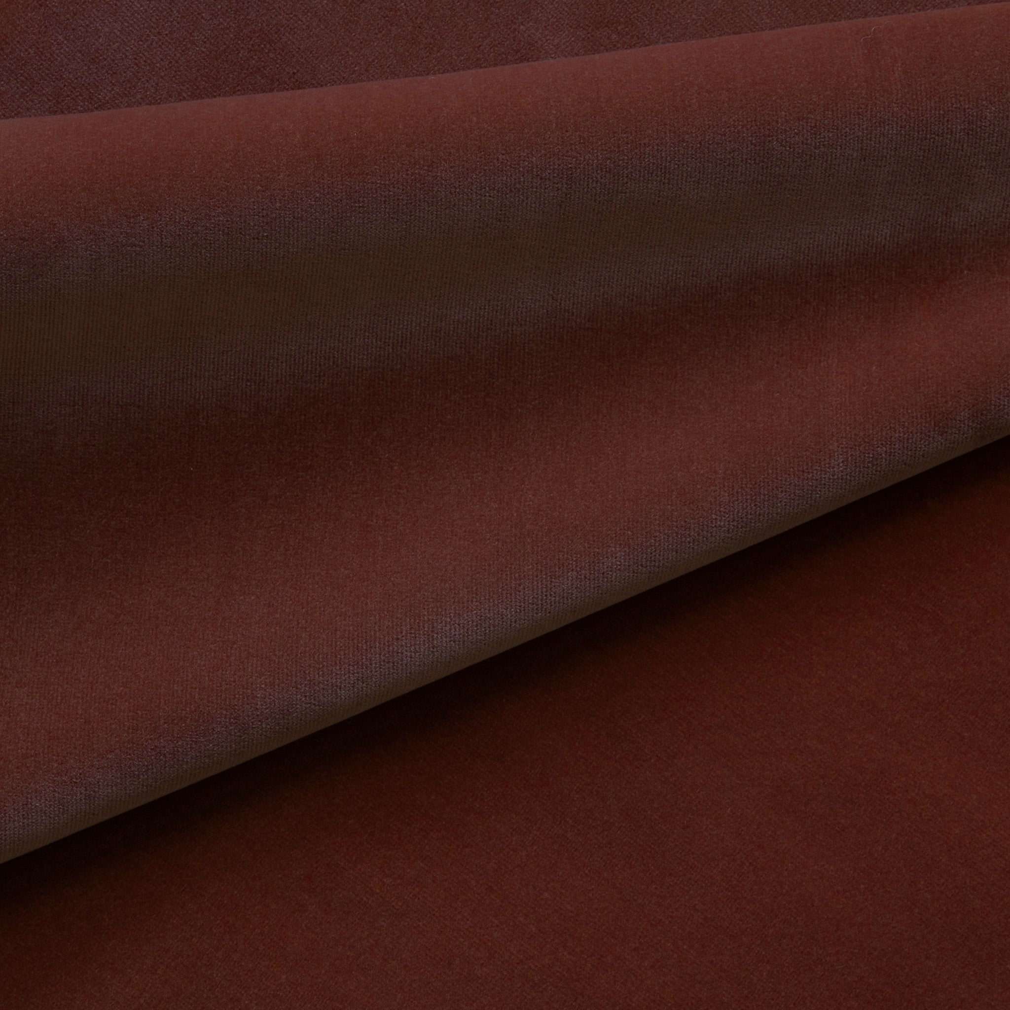 Cinnamon soft velvet fabric in rich warm brown-red tone, ideal for custom made-to-order curtains and window treatments