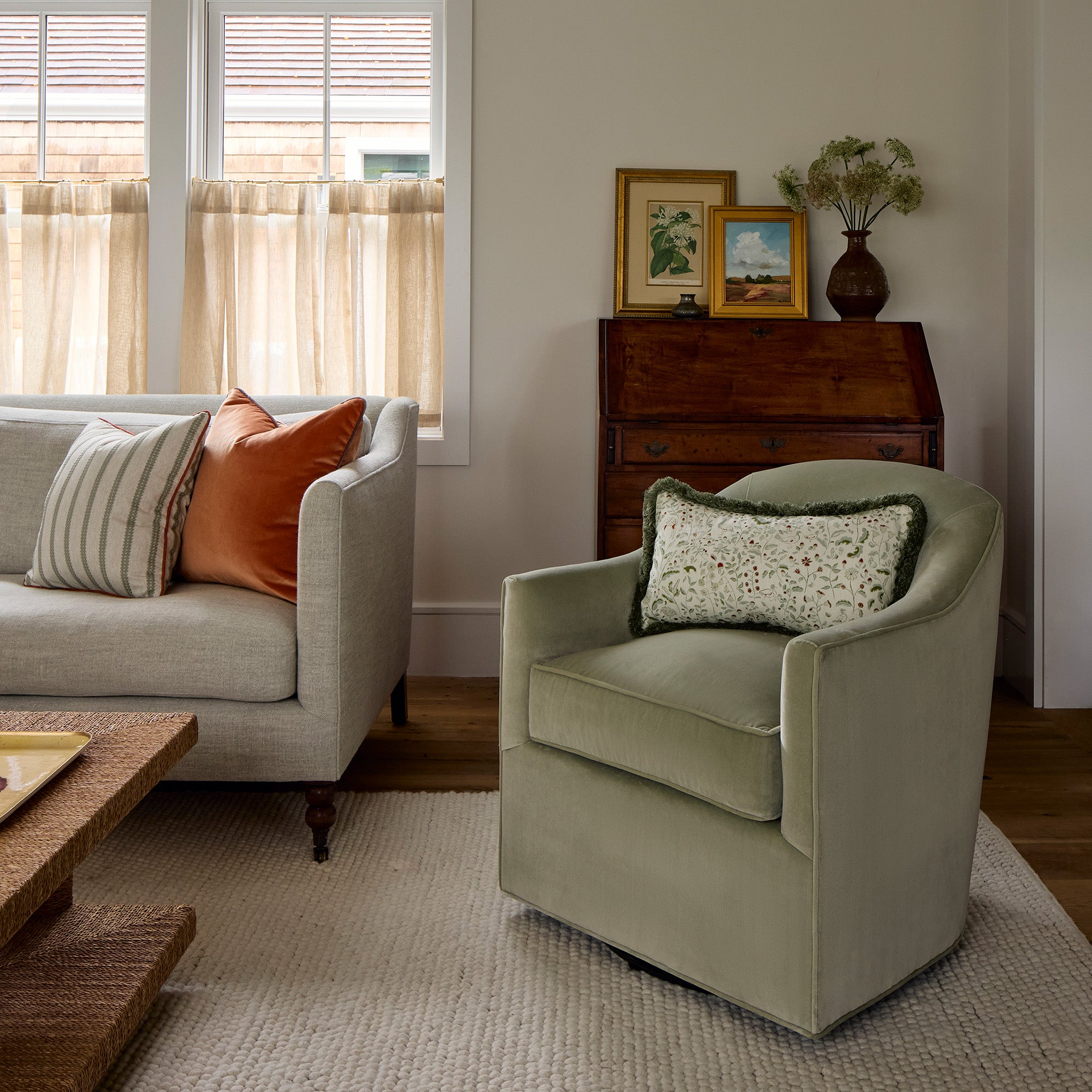 FEATURED: Adeline Chair / Autumn, Ruby Moss & Vivienne Pillows