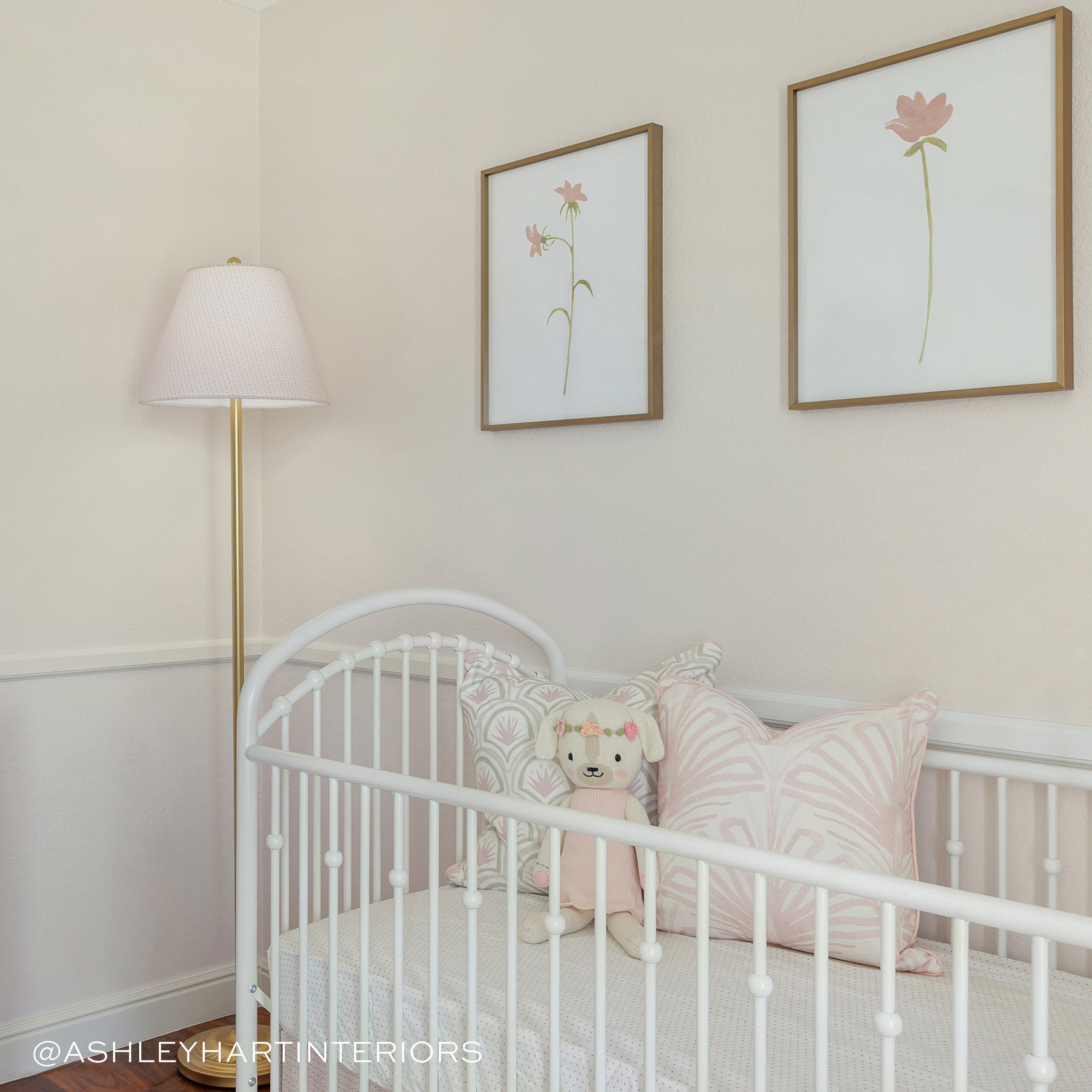 Suzy Rose made-to-order pastel pink patterned pillows with plush toy, crafted in the USA with short lead times