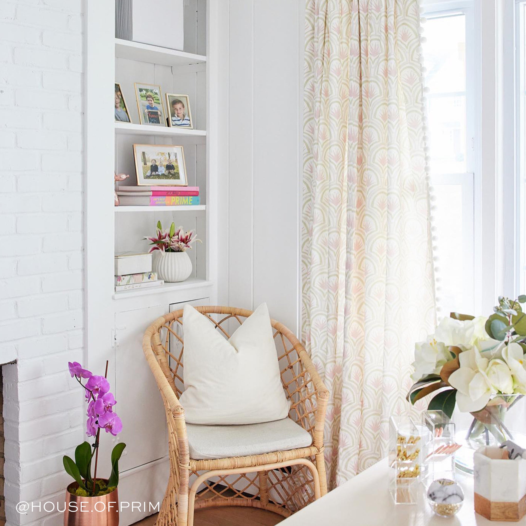 Thatcher Rose made-to-order custom curtains with soft rose pattern, crafted in the USA with fast turnaround and quality design.