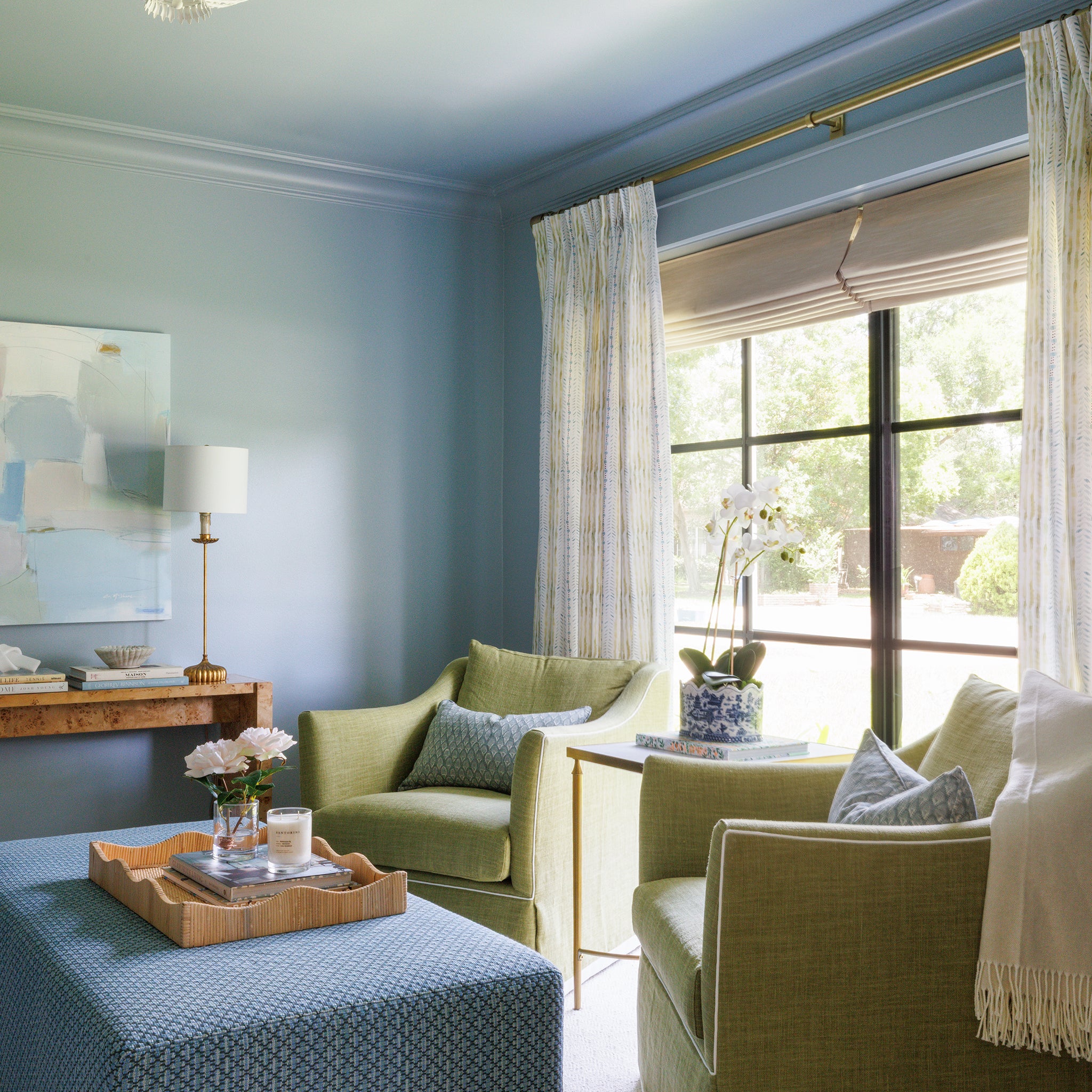 Julia made-to-order curtains in light patterned fabric, crafted with quality and quick lead times, manufactured in the USA