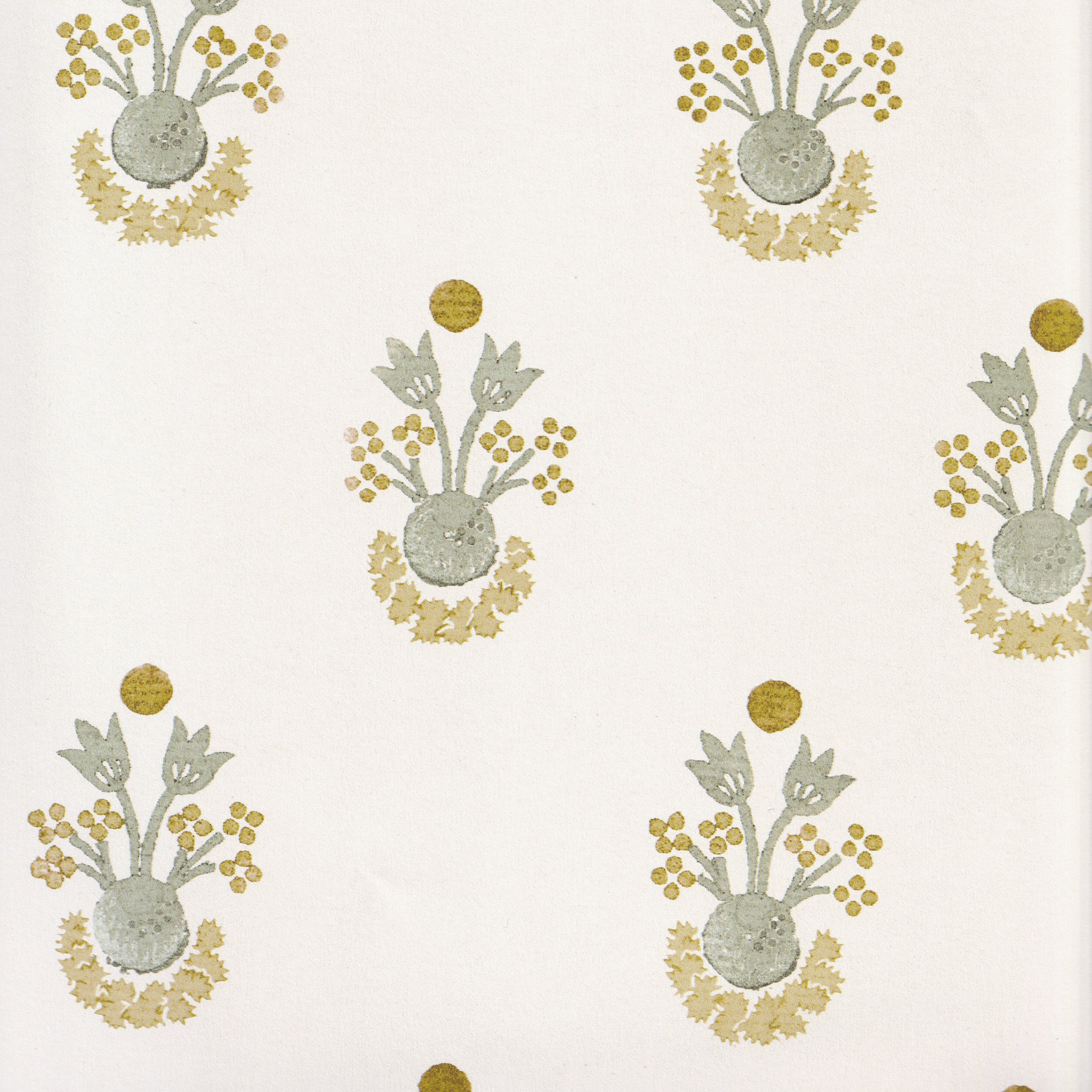 Lucie Chamomile fabric with delicate floral motifs in soft muted tones, made-to-order with short lead times, crafted in the USA quality