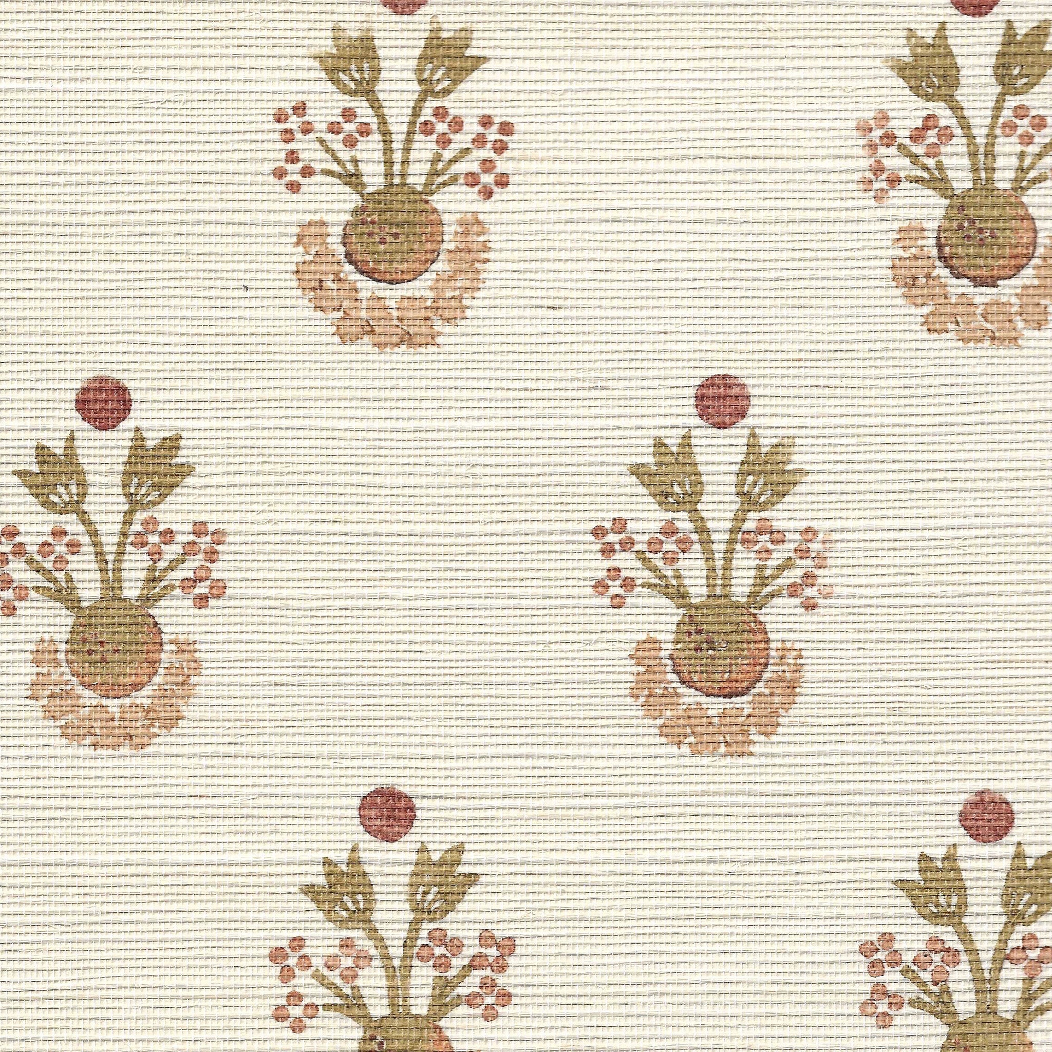 Lucie Clay textured fabric with a soft cream base and muted floral embroidery, customizable made-to-order design