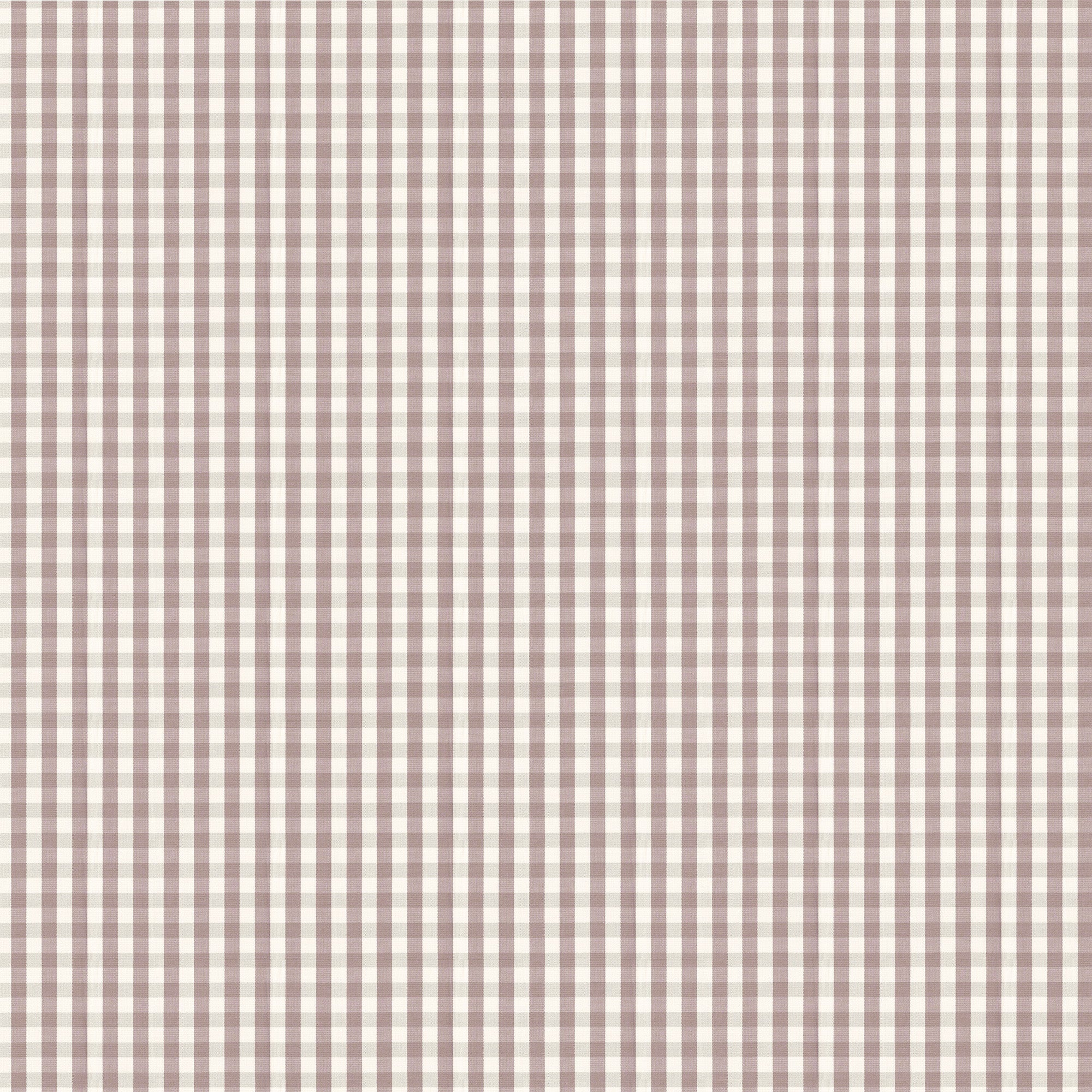 Millie Orchid fabric in soft orchid and cream gingham check with woven texture, customizable made-to-order textile.