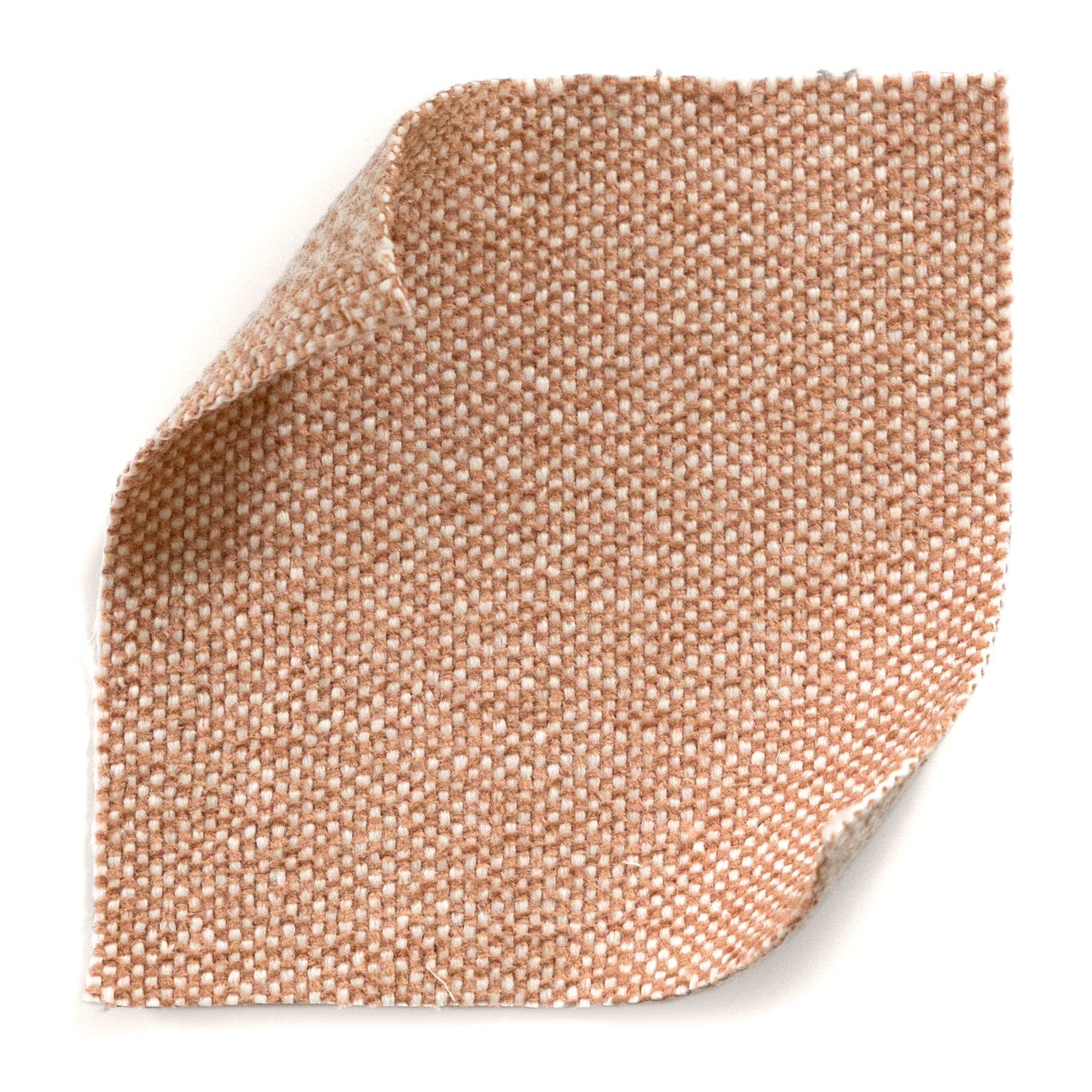 Clay fabric swatch in textured woven material with warm earthy tones, made-to-order, short lead times, manufactured in the USA