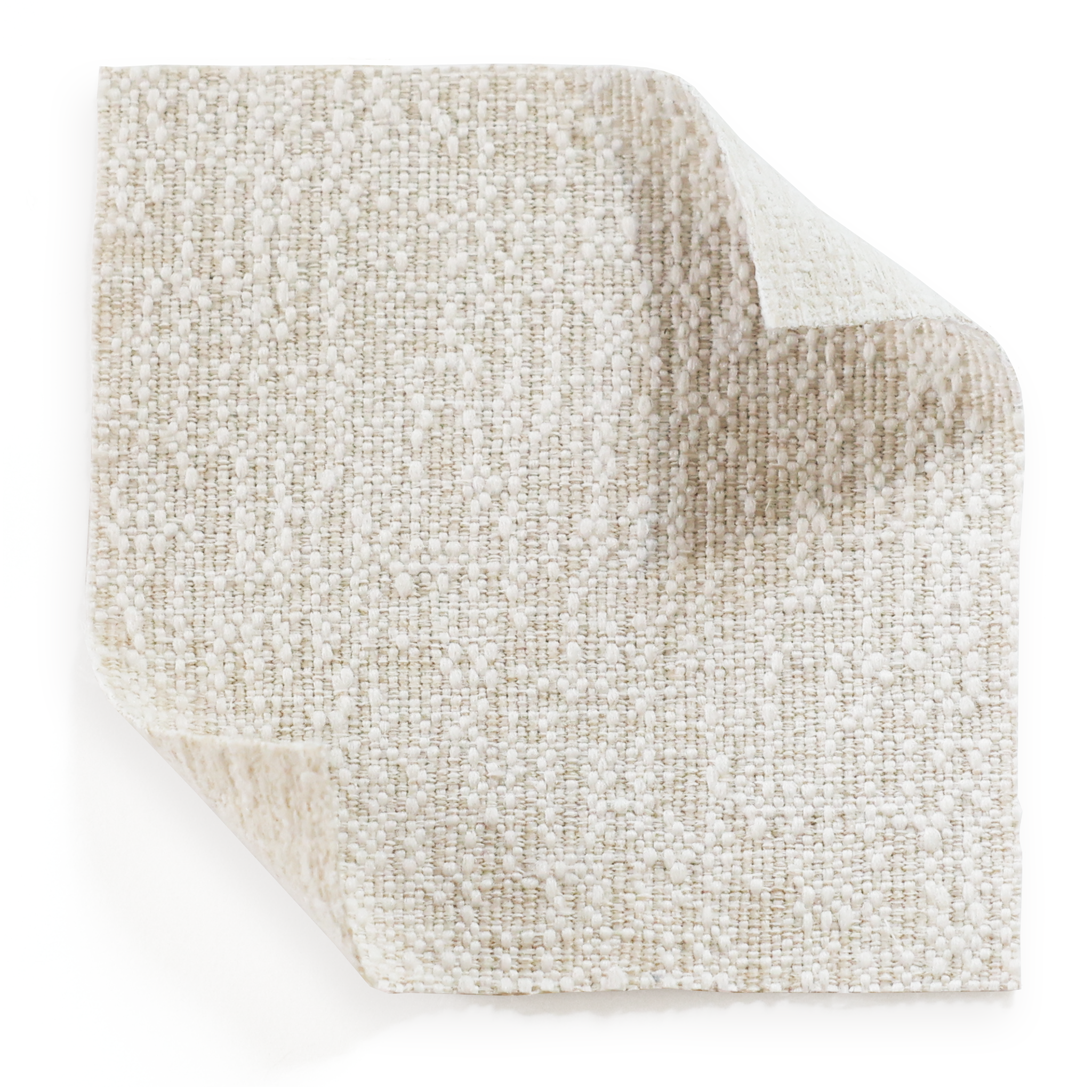 Sand fabric swatch in textured neutral beige tone, made-to-order with short lead times, manufactured in the USA.