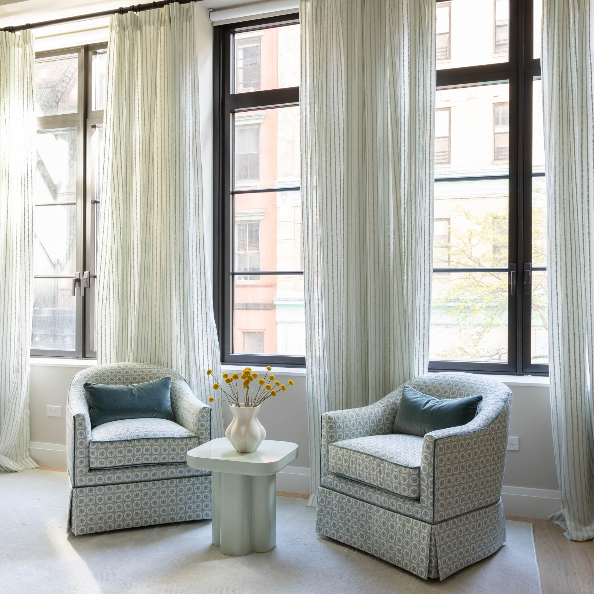 FEATURED: Adeline Chair in Hayes / Peacock Pillow